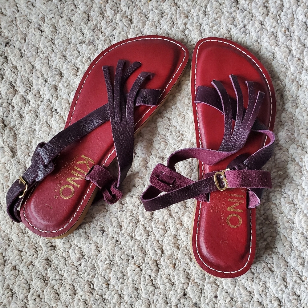 Kino plum leather sandals from key west New 9